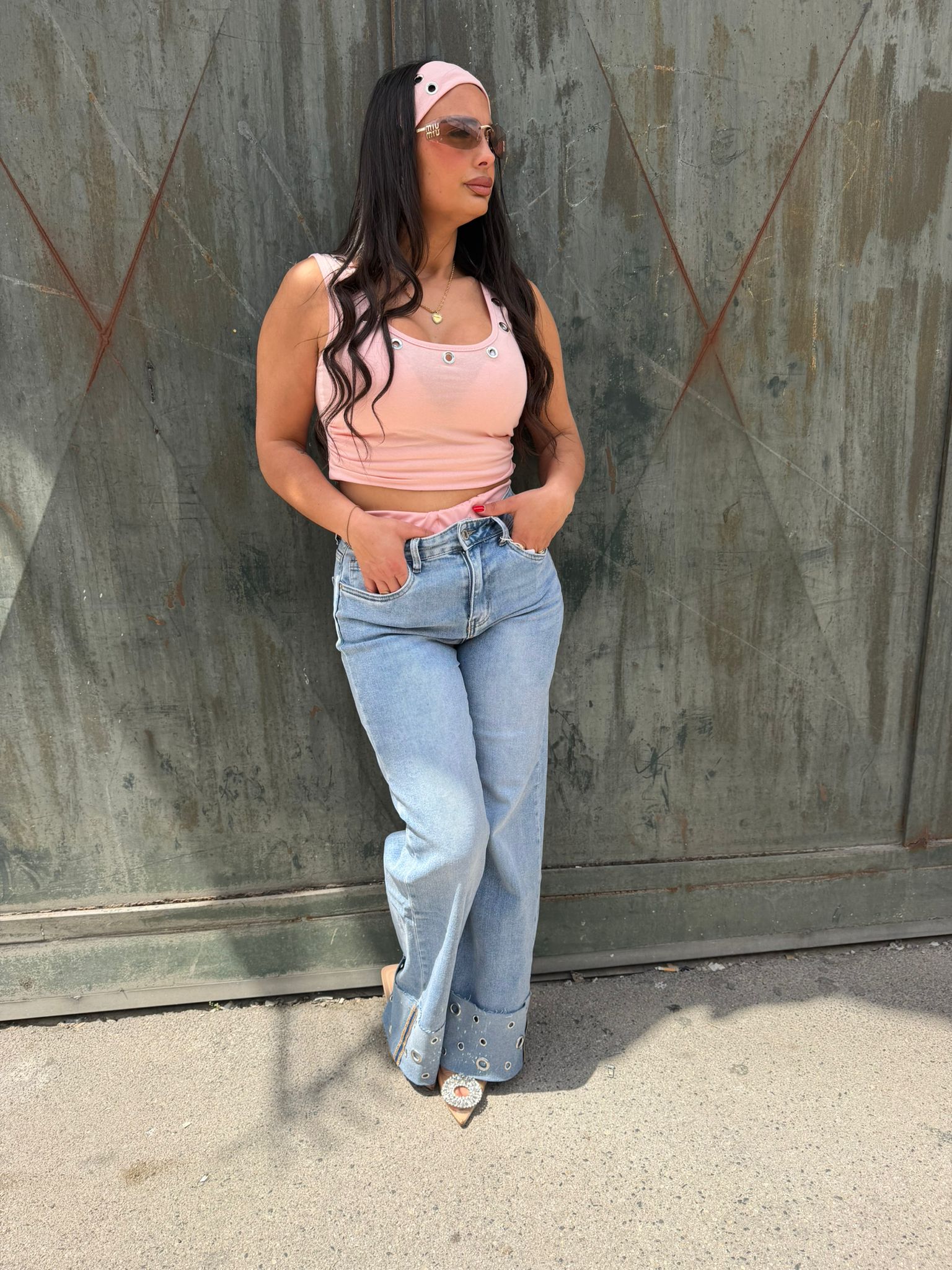 Denim borchia
